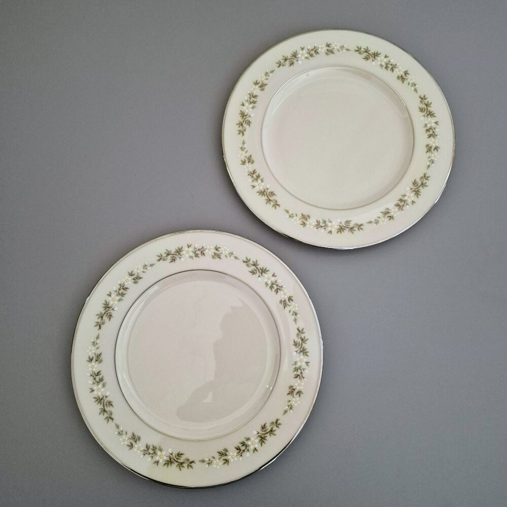 Vintage Lenox Brookdale Salad Plate Set of 2, Cottagecore White Floral USA Made